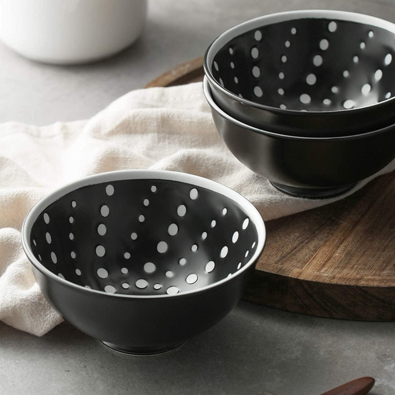 lameishuju Small Black Bowls, 10 Oz Ceramic Dessert Bowls Set Of 6